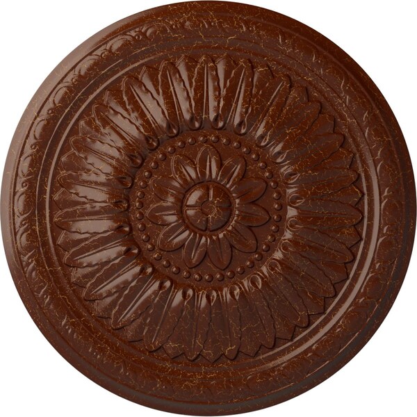 Ekena Millwork Temple Ceiling Medallion (Fits Canopies up to 9 1/4"), 24"OD x 1 5/8"P, Burnished Mahogany Crackle CM24TEBMC - main